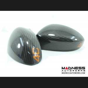 Alfa Romeo 4C Mirror Covers - Carbon Fiber - Full Replacements - Orange 4C 